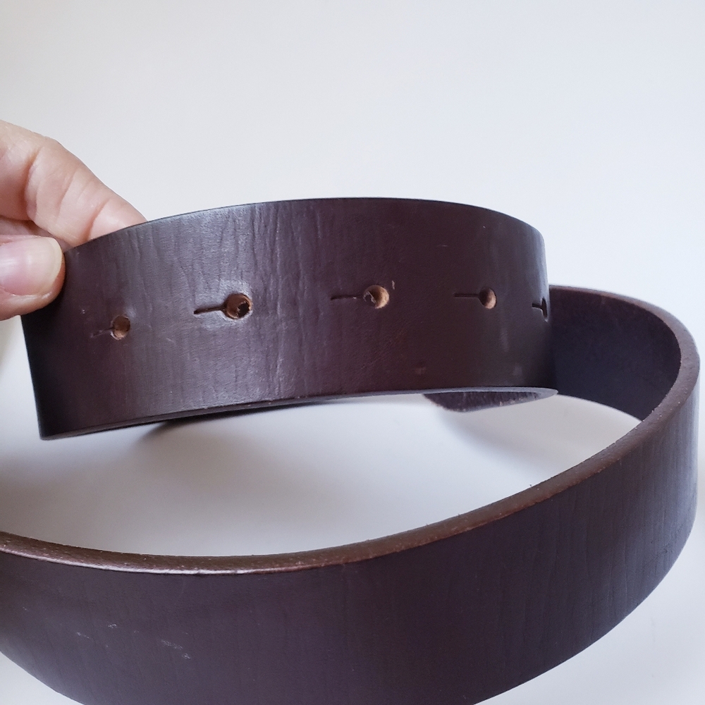 Vintage Abercrombie And Fitch Brown Leather Belt With Large Silver Buckle - Picture 9 of 16